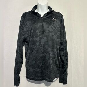 Reebok Black Camo Quarter Zip Pullover Long Sleeve Shirt